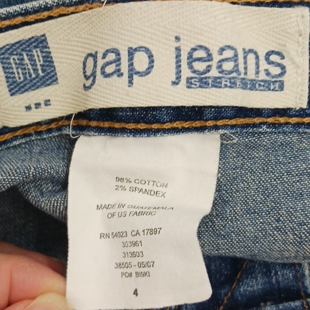 GAP Bootcut Jeans Womens Size 4 Blue Mid Rise Denim Y2K Distressed Hem - Picture 7 of 8